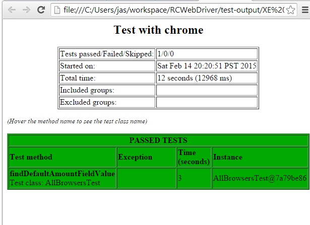 TestNG Selenium HTML output