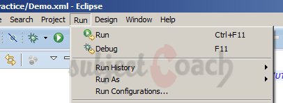 eclipse: previously started java application can be restarted by using the Run menu