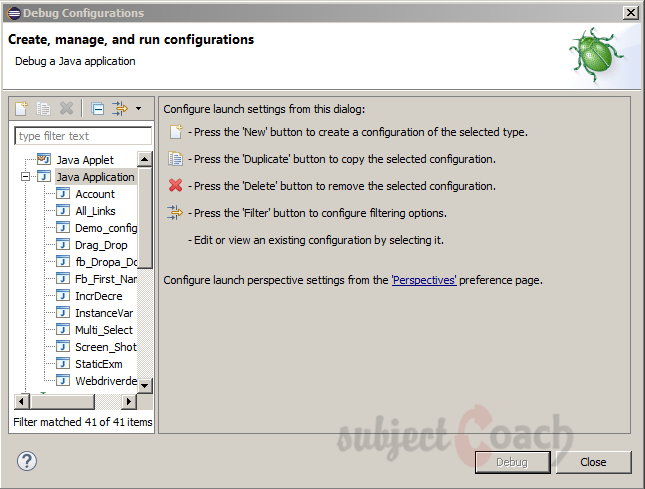 Debug Configurations - Eclipse