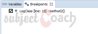 The breakpoints tab: