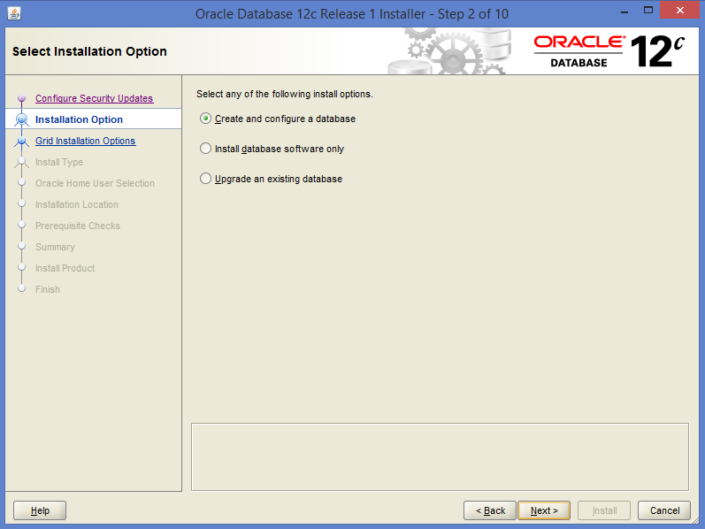 create and configure database oracle 12