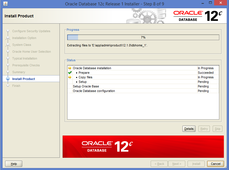 Installation oracle 12