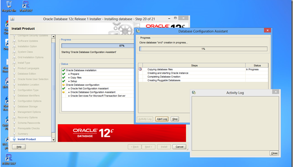 Activity log installation process for oracle