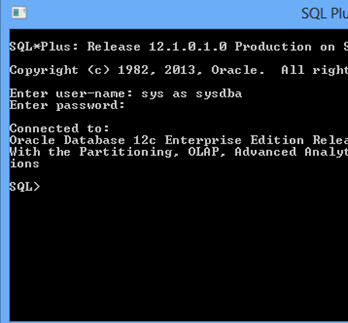 Logged in to SQL plus 