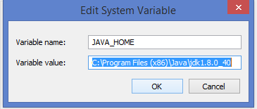 setting JAVA_HOME variable under windows