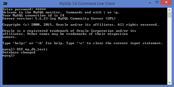 MySQL selecting database