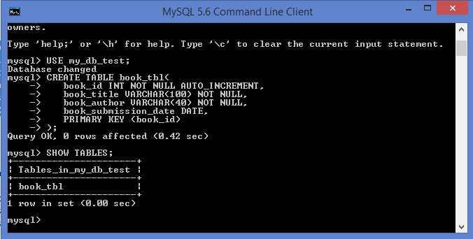 MySQL Create table