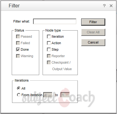 Filtering the test Results QTP