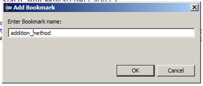 Eclipse Add Bookmark dialog box