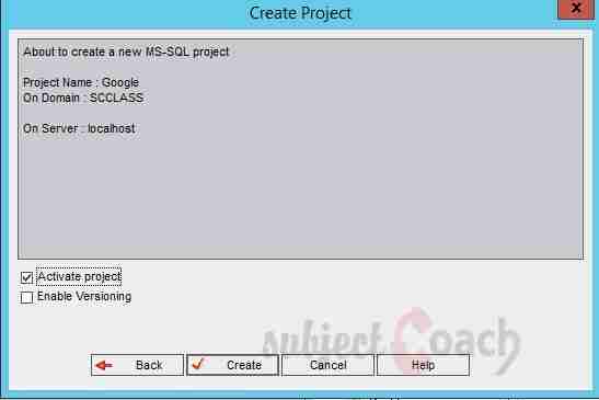 Create project confirmation - HP ALM