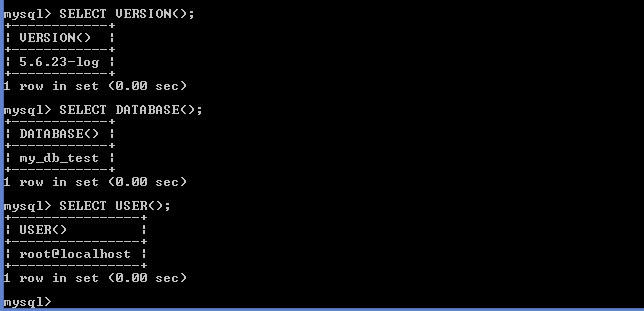 MySQL database info example