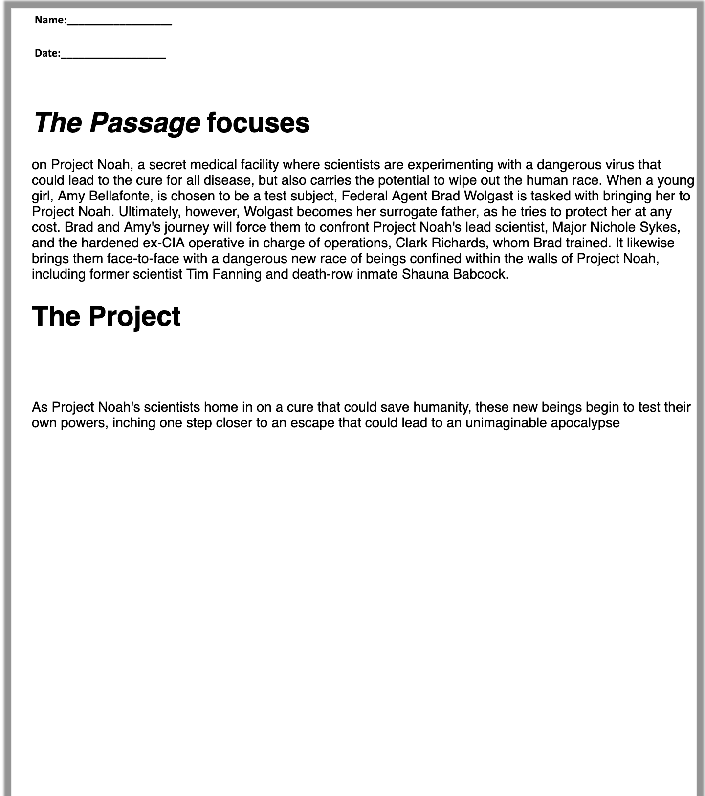 Free form Worksheet Generator