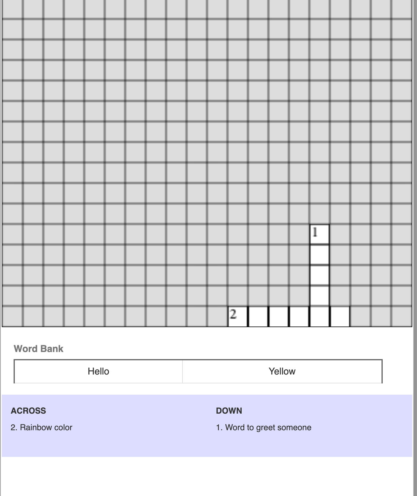 Crossword Worksheet Generator