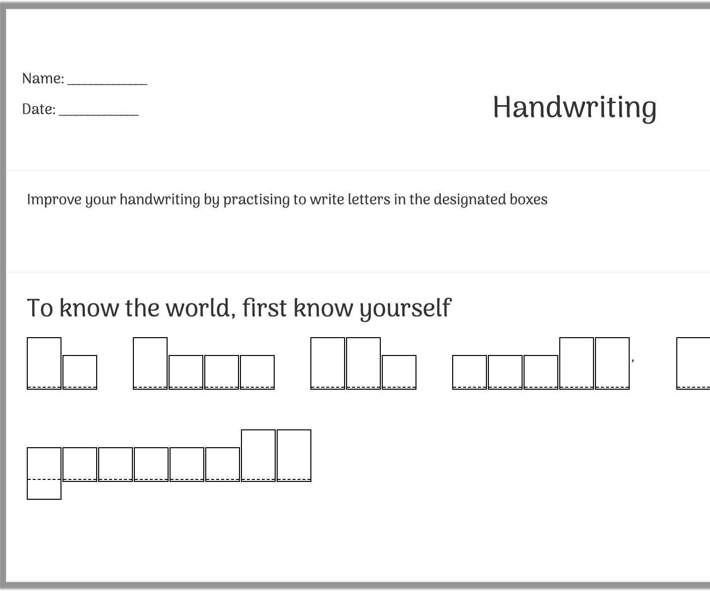 handwriting helper worksheet generator (sentence based)