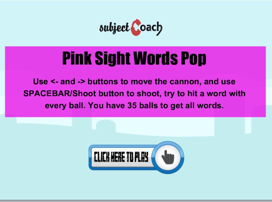 Learn pink sight words